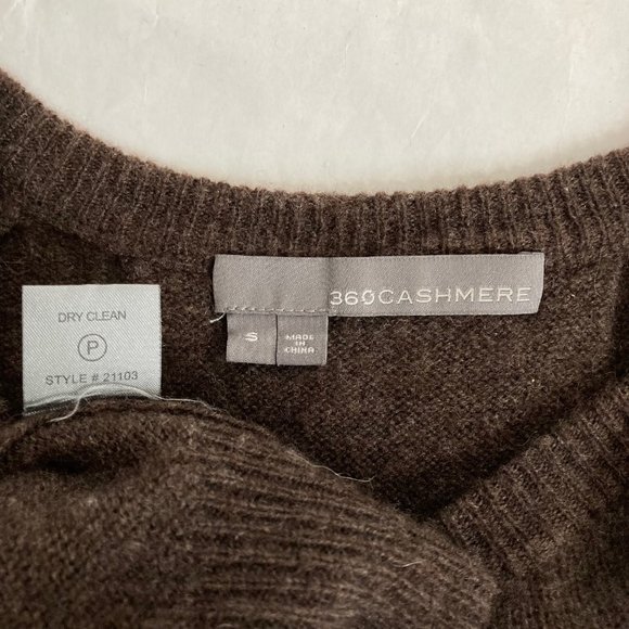 360 Cashmere Brown Lightweight Cashmere Boxy Fit Crewneck Pullover Sweater Sz S - Picture 14 of 16